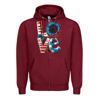 Burgundy Love 4th of July Zipper Hoodie - CowGirlArtShop