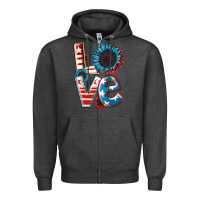 Charcoal Heather Love 4th of July Zipper Hoodie - CowGirlArtShop