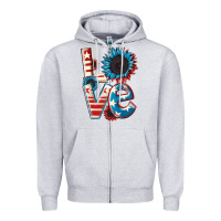 Heather Grey Love 4th of July Zipper Hoodie - CowGirlArtShop