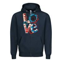 Navy Love 4th of July Zipper Hoodie - CowGirlArtShop