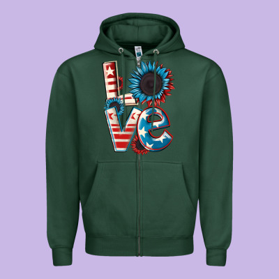 Love 4th Of July Zipper Hoodie Designed By Cowgirlartshop