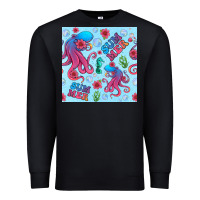 Black summer and octopus seamless pattern Premium Sweatshirt - BundleAndBundleShop