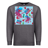 Charcoal Heather summer and octopus seamless pattern Premium Sweatshirt - BundleAndBundleShop