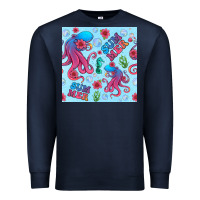 Navy summer and octopus seamless pattern Premium Sweatshirt - BundleAndBundleShop