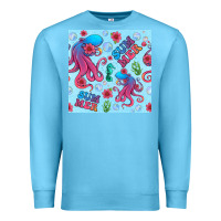 Ocean Blue summer and octopus seamless pattern Premium Sweatshirt - BundleAndBundleShop