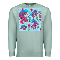 Seafoam summer and octopus seamless pattern Premium Sweatshirt - BundleAndBundleShop