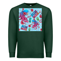Sports Green summer and octopus seamless pattern Premium Sweatshirt - BundleAndBundleShop