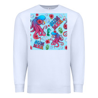 White summer and octopus seamless pattern Premium Sweatshirt - BundleAndBundleShop