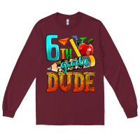 Burgundy 6th grade dude Long Sleeve Tee - texasbilliewilder
