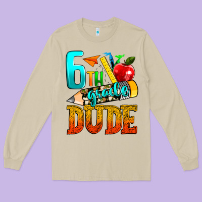 6th Grade Dude Long Sleeve Tee Designed By Texasbilliewilder