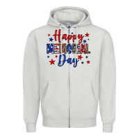 Dove Grey Happy memorial day Zipper Hoodie - Neo Western