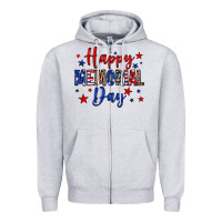 Heather Grey Happy memorial day Zipper Hoodie - Neo Western