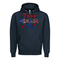 Navy Happy memorial day Zipper Hoodie - Neo Western