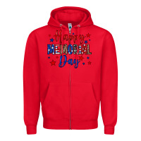 Red Happy memorial day Zipper Hoodie - Neo Western