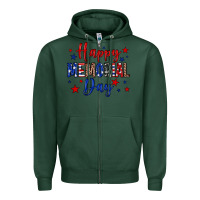 Sports Green Happy memorial day Zipper Hoodie - Neo Western