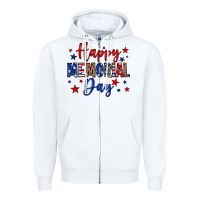 White Happy memorial day Zipper Hoodie - Neo Western