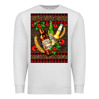 Oatmeal Heather beer bottles with mistletoe Premium Sweatshirt - AdoDesignShop