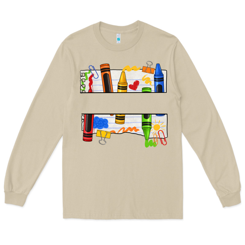 Custom Teacher Name Crayon Long Sleeve Tee by texasbilliewilder | Teevron