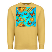 Antique Gold sun with butterfly seamless pattern Premium Sweatshirt - BundleAndBundleShop