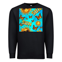 Black sun with butterfly seamless pattern Premium Sweatshirt - BundleAndBundleShop