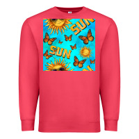 Cardinal sun with butterfly seamless pattern Premium Sweatshirt - BundleAndBundleShop