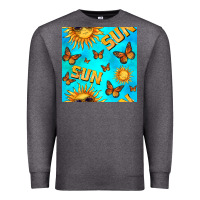 Charcoal Heather sun with butterfly seamless pattern Premium Sweatshirt - BundleAndBundleShop
