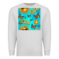 Dove Grey sun with butterfly seamless pattern Premium Sweatshirt - BundleAndBundleShop