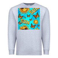 Heather Grey sun with butterfly seamless pattern Premium Sweatshirt - BundleAndBundleShop