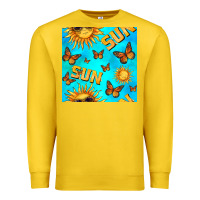 Lemon sun with butterfly seamless pattern Premium Sweatshirt - BundleAndBundleShop