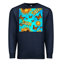 Navy sun with butterfly seamless pattern Premium Sweatshirt - BundleAndBundleShop