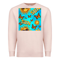 Pale Pink sun with butterfly seamless pattern Premium Sweatshirt - BundleAndBundleShop