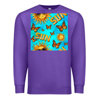 Purple sun with butterfly seamless pattern Premium Sweatshirt - BundleAndBundleShop
