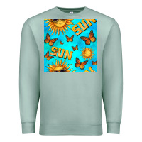 Seafoam sun with butterfly seamless pattern Premium Sweatshirt - BundleAndBundleShop