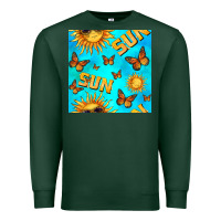 Sports Green sun with butterfly seamless pattern Premium Sweatshirt - BundleAndBundleShop