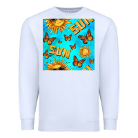 White sun with butterfly seamless pattern Premium Sweatshirt - BundleAndBundleShop