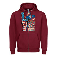 Burgundy Love Texas  4th of july Zipper Hoodie - CowGirlArtShop