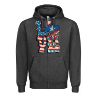 Charcoal Heather Love Texas  4th of july Zipper Hoodie - CowGirlArtShop