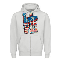 Dove Grey Love Texas  4th of july Zipper Hoodie - CowGirlArtShop