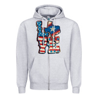 Heather Grey Love Texas  4th of july Zipper Hoodie - CowGirlArtShop