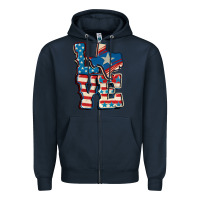 Navy Love Texas  4th of july Zipper Hoodie - CowGirlArtShop