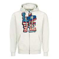 Oatmeal Heather Love Texas  4th of july Zipper Hoodie - CowGirlArtShop