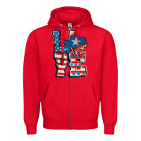 Red Love Texas  4th of july Zipper Hoodie - CowGirlArtShop