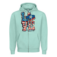 Seafoam Love Texas  4th of july Zipper Hoodie - CowGirlArtShop
