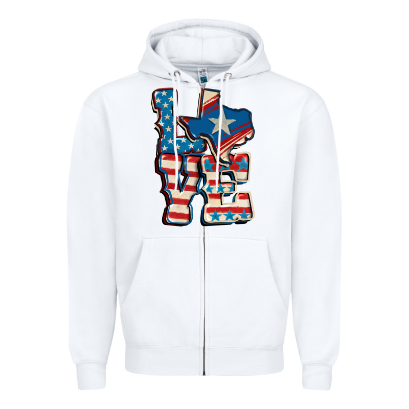 Love Texas  4th Of July Zipper Hoodie by CowGirlArtShop | Teevron