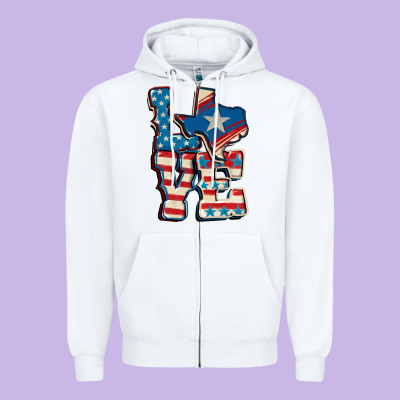 Love Texas  4th Of July Zipper Hoodie Designed By Cowgirlartshop