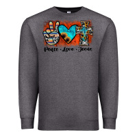 Charcoal Heather peace love jesus Premium Sweatshirt - JahusDesignShop