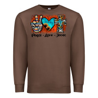 Chestnut peace love jesus Premium Sweatshirt - JahusDesignShop