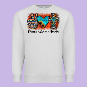 Peace Love Jesus Premium Sweatshirt Designed By Jahusdesignshop
