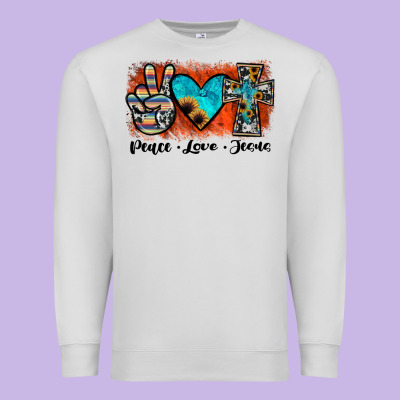 Peace Love Jesus Premium Sweatshirt Designed By Jahusdesignshop
