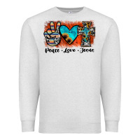 Oatmeal Heather peace love jesus Premium Sweatshirt - JahusDesignShop